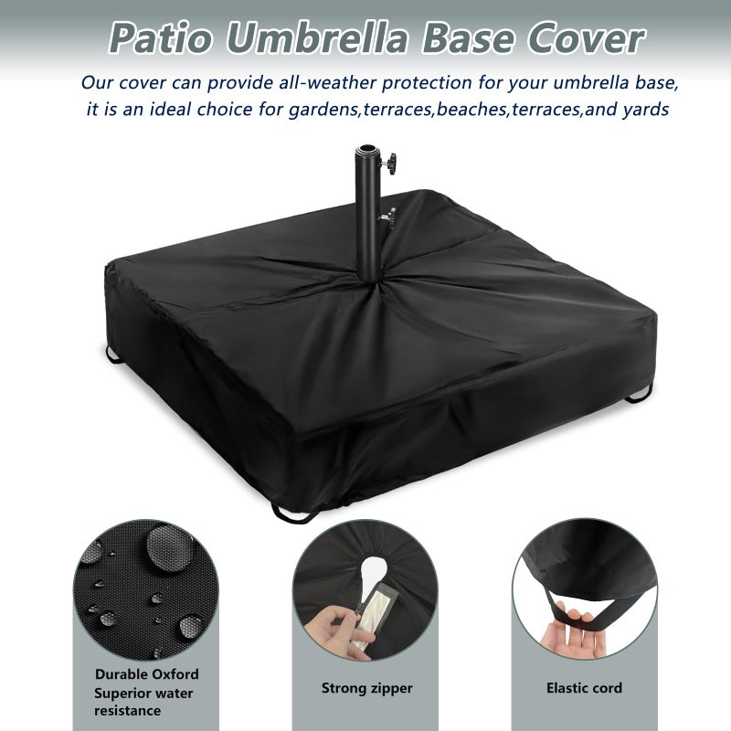 Rileytee Patio Umbrella Base Cover,Outdoor Heavy Duty 600D Waterproof Anti-UV Square Umbrella Stand Base Covers (30""L x 30""W x 5""H-Black) - Image 3